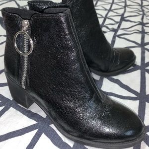H&M DIVIDED Leather Booties with Outward Zipper